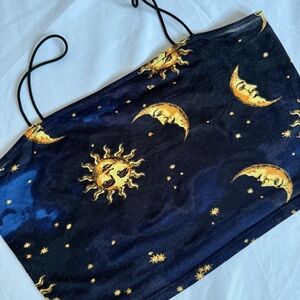 Ragstock Navy and Gold Celestial Crop Top